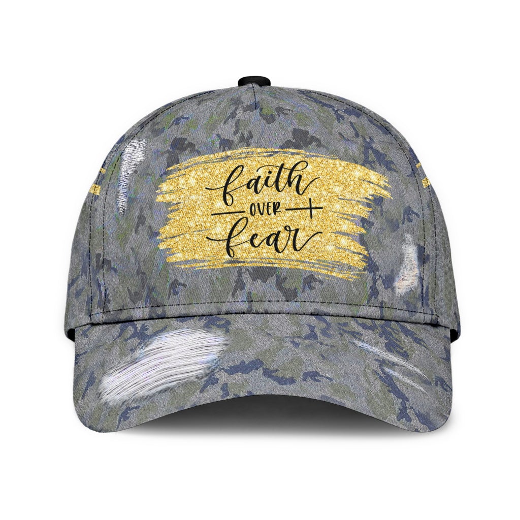 Faith Over Fear Camo Classic Cap For Summer Activities Vacations And Comfortable Daily Wear
