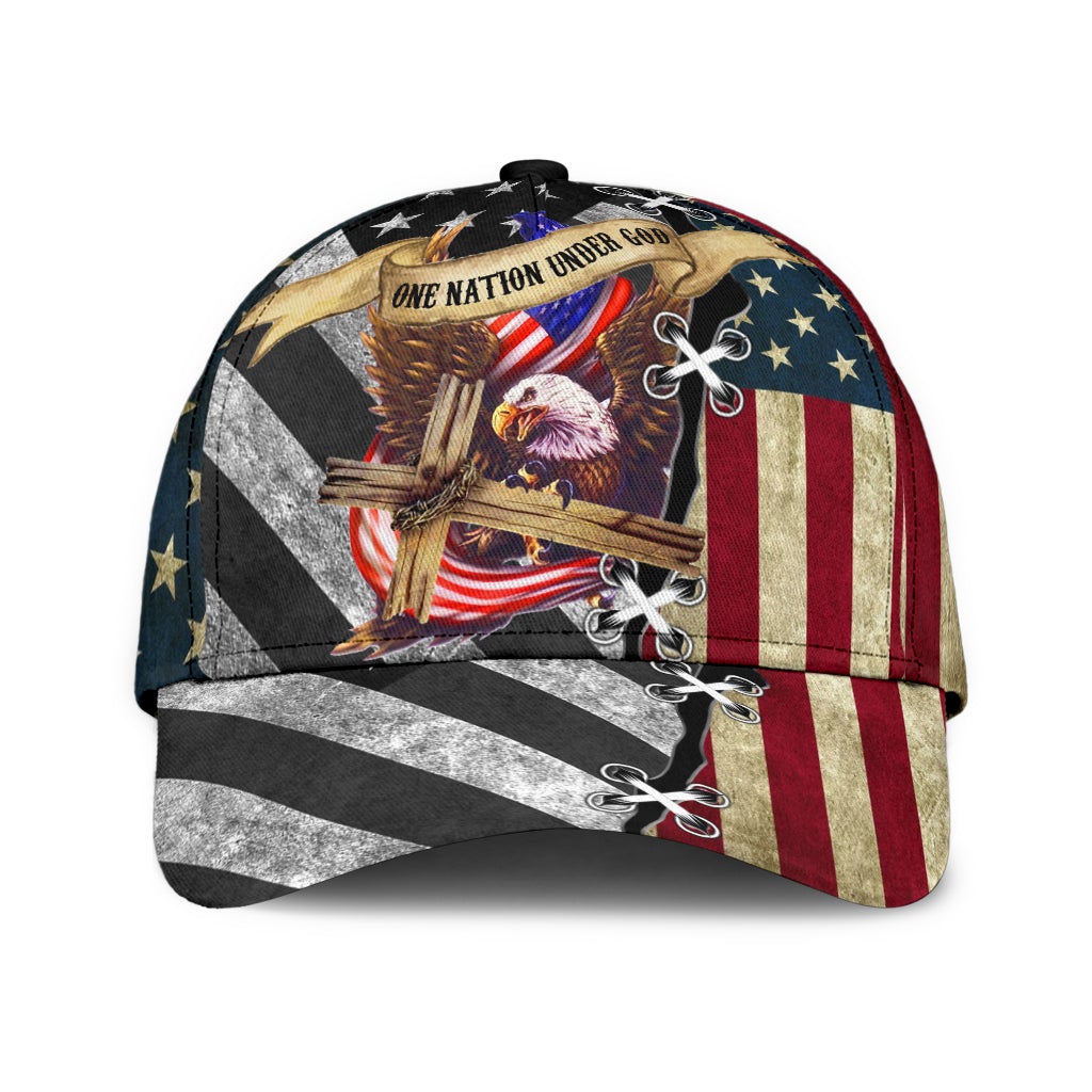 Faith One Nation Under God American Flag Classic Cap For Daily Outfits Festivals And Thoughtful Gift Giving