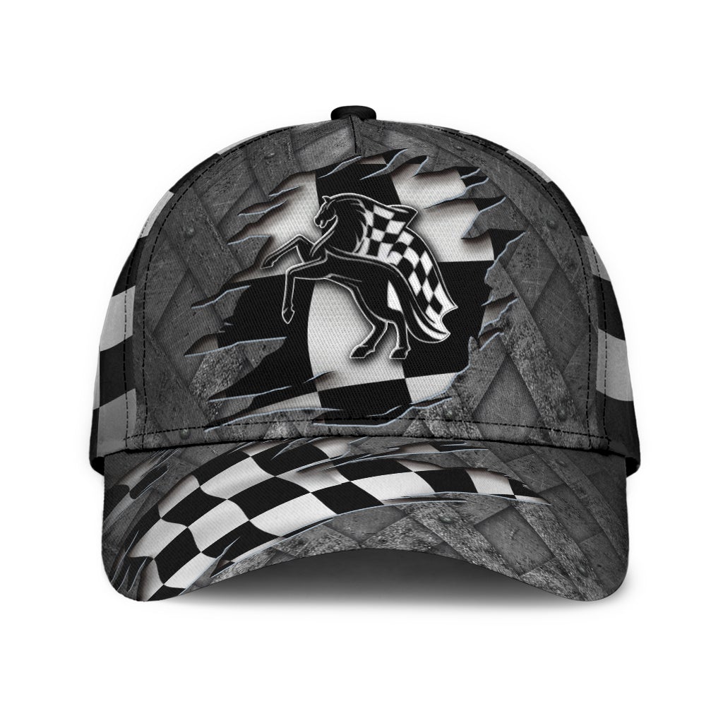 Horse Racing Black Classic Cap For Comfortable Daily Wear Travel And Weekend Outings