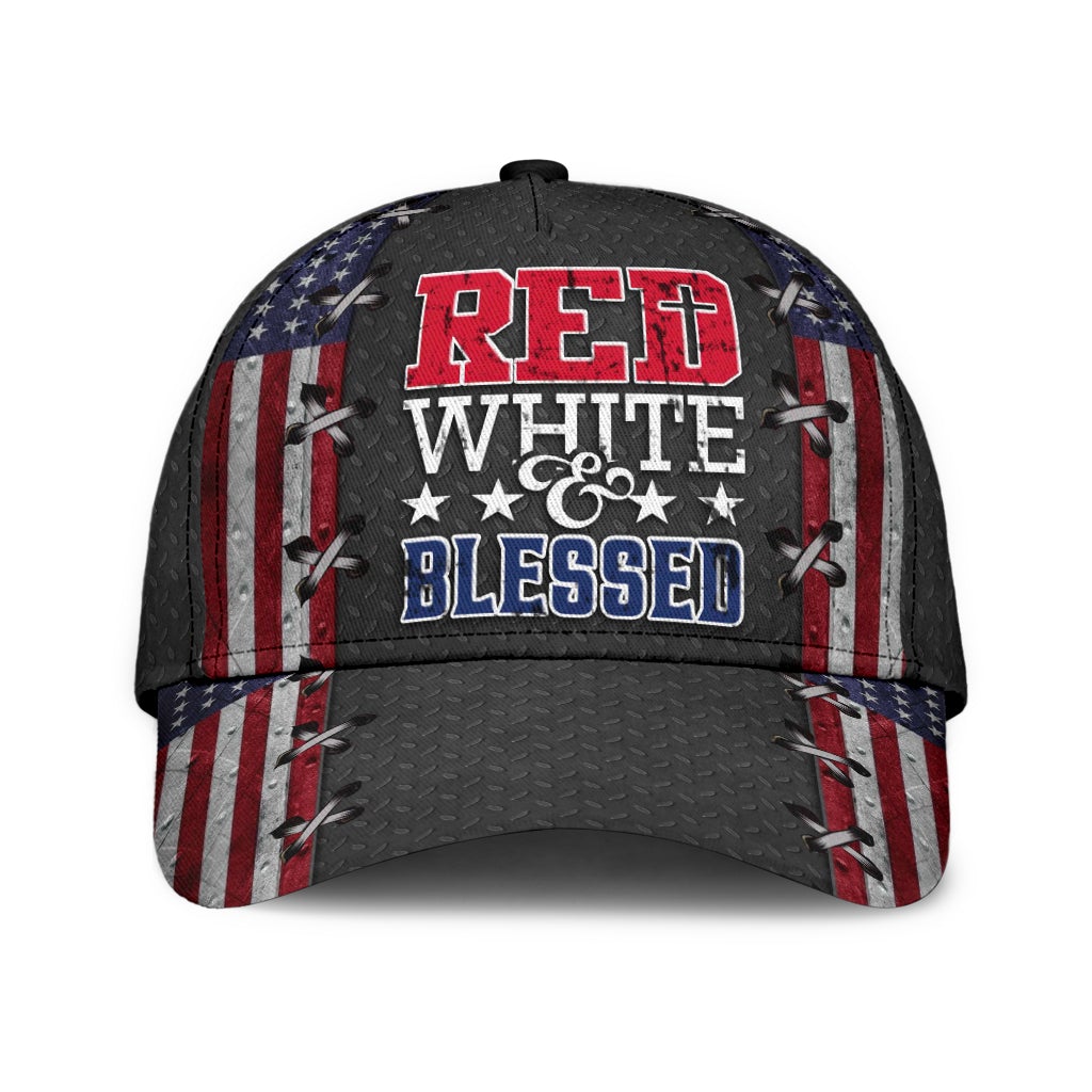 Red White And Blessed Jesus American Faith Classic Cap For Relaxed Outfits Outdoor Events And Holiday Trips