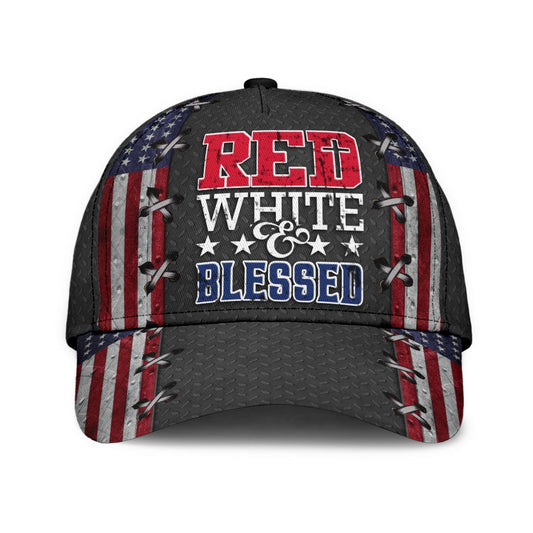 Red White And Blessed Jesus American Faith Classic Cap For Relaxed Outfits Outdoor Events And Holiday Trips