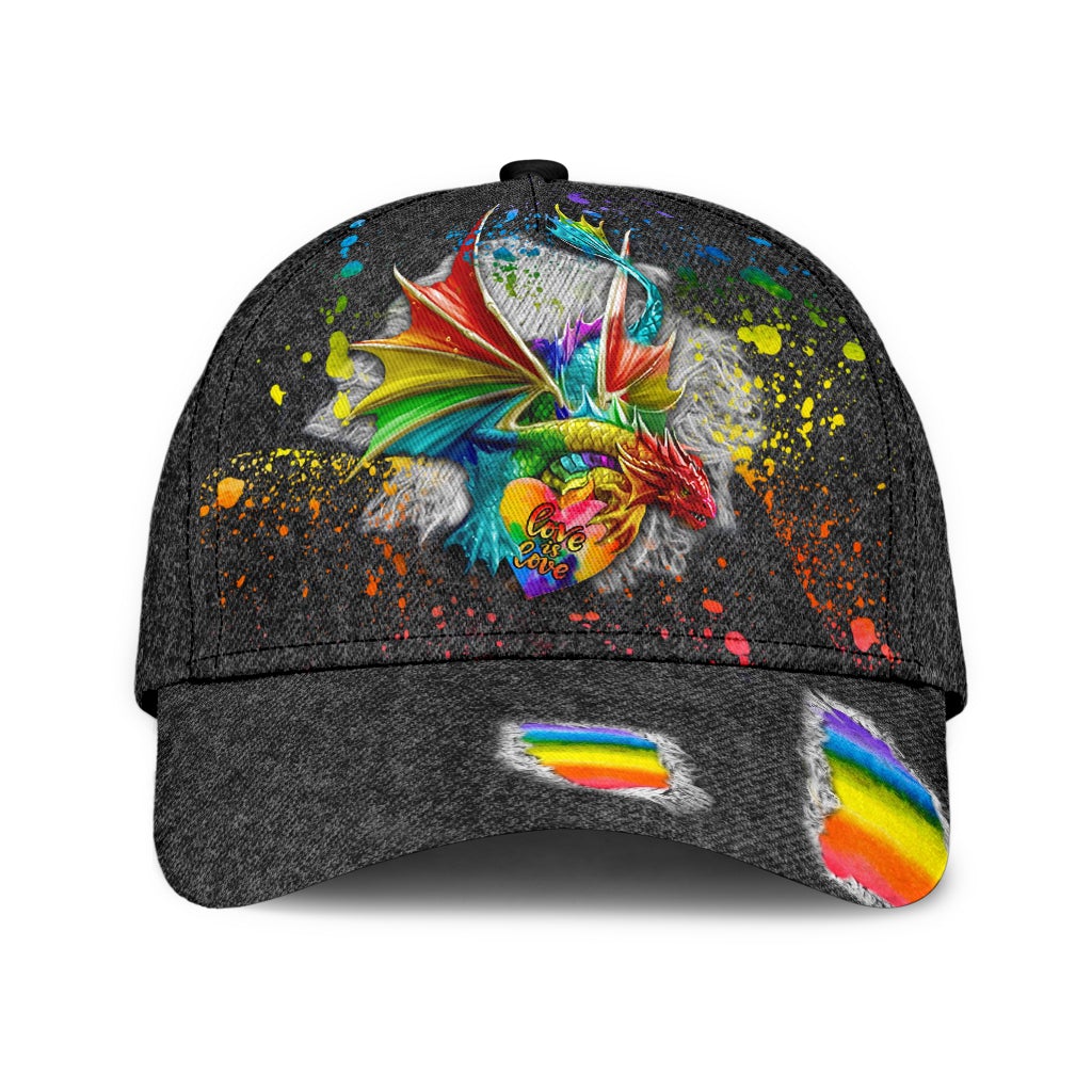 Love Is Love Dragon Jean Pattern Classic Cap For Comfortable Casual Wear Holidays And Outdoor Trips