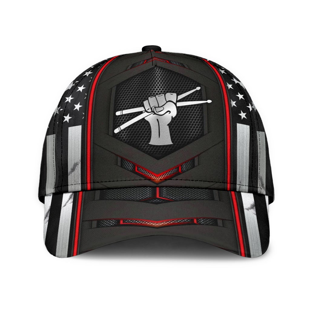 Drums Red Pattern Carbon Classic Cap For Outdoor Adventures Festivals And Casual Wear