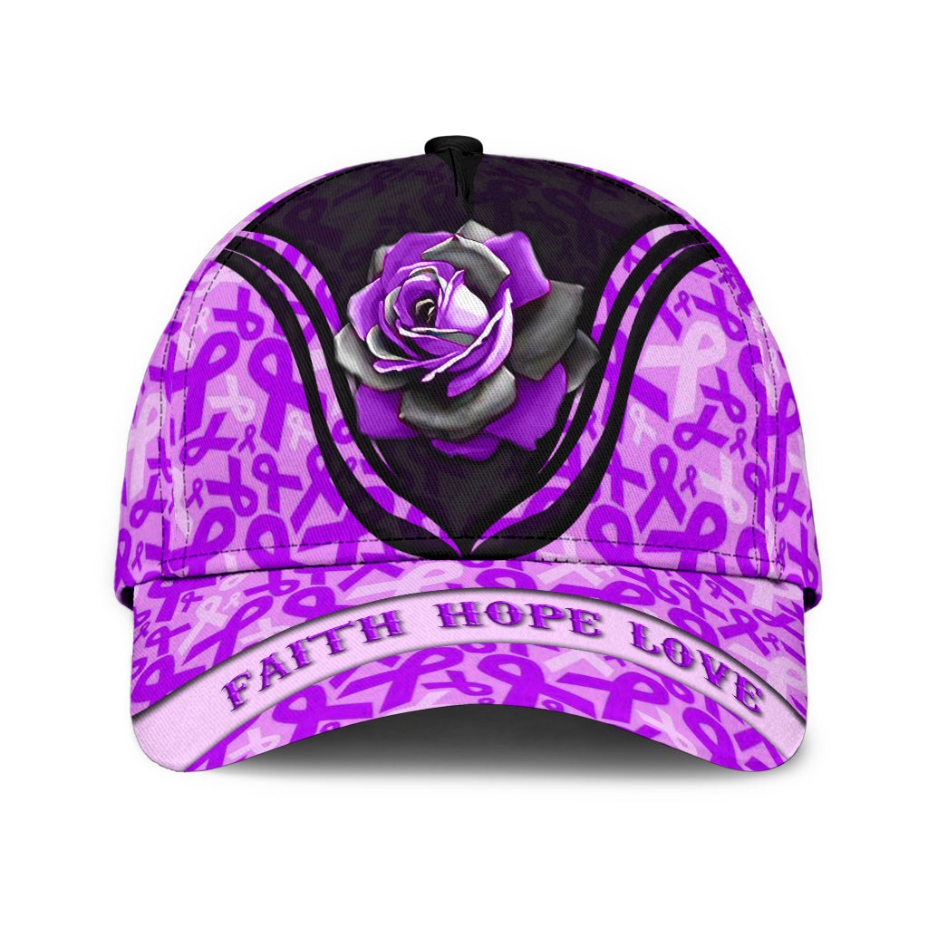 Fibromyalgia Awareness Rose Support Classic Cap For Casual Styling Holiday Travel And Weekend Adventures
