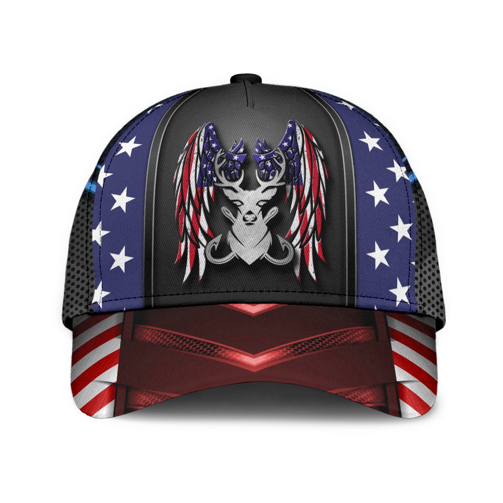 Hunting Fishing Wings American Flag Classic Cap For Outdoor Activities Weekend Trips And Casual Wear