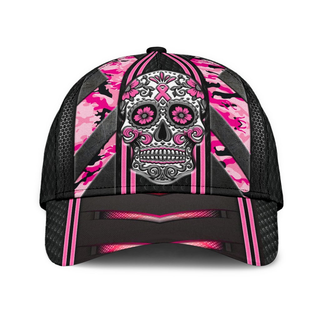 Skull Breast Cancer Awareness Support Classic Cap For Outdoor Events Beach Travel And Relaxed Daily Style
