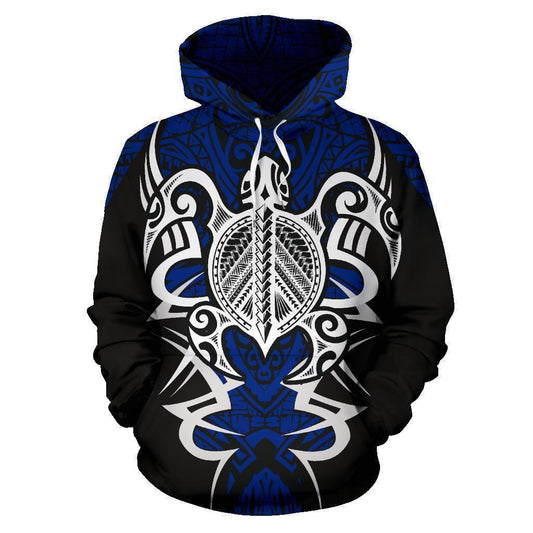 Blue Hawaii Turtle Tribal Armor Hoodie For Coastal Life Casual Events And Everyday Comfort