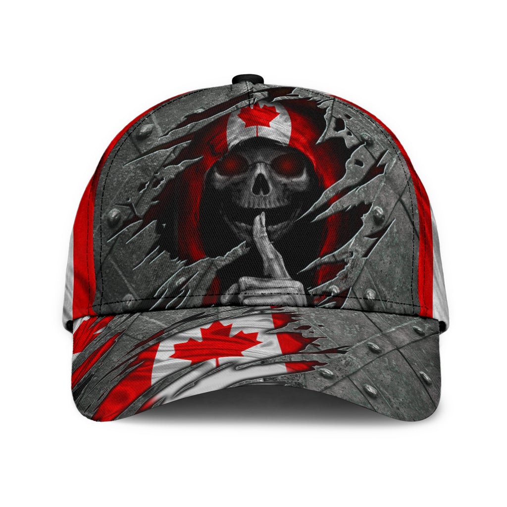 Skull Canada Flag Classic Cap For Festivals Vacations Outdoor Fun And Daily Comfort
