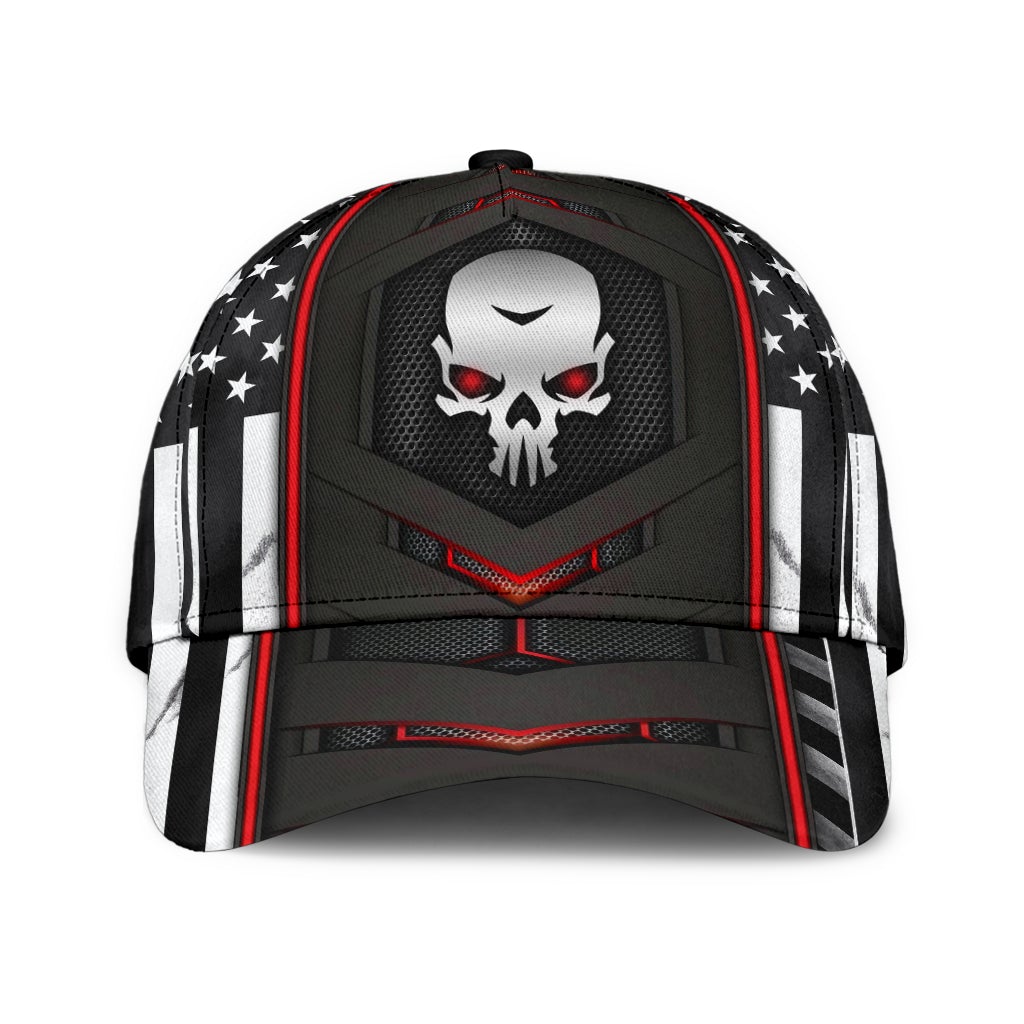 Skull Red Flag Carbon American Classic Cap For Vacation Style Outdoor Activities And Daily Comfort