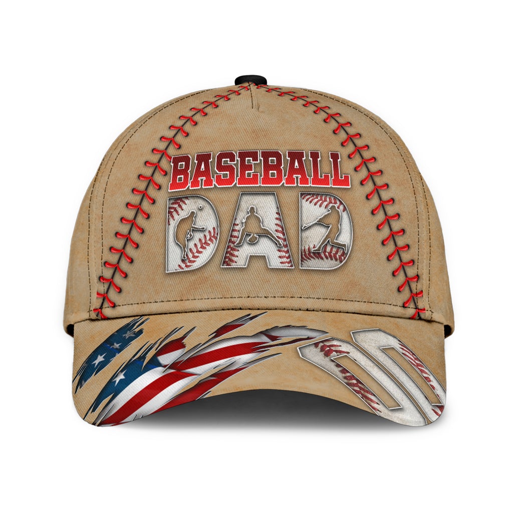 Custom Love Baseball Dad Personalized Number Classic Cap For Travel Adventures Weekend Wear And Casual Style