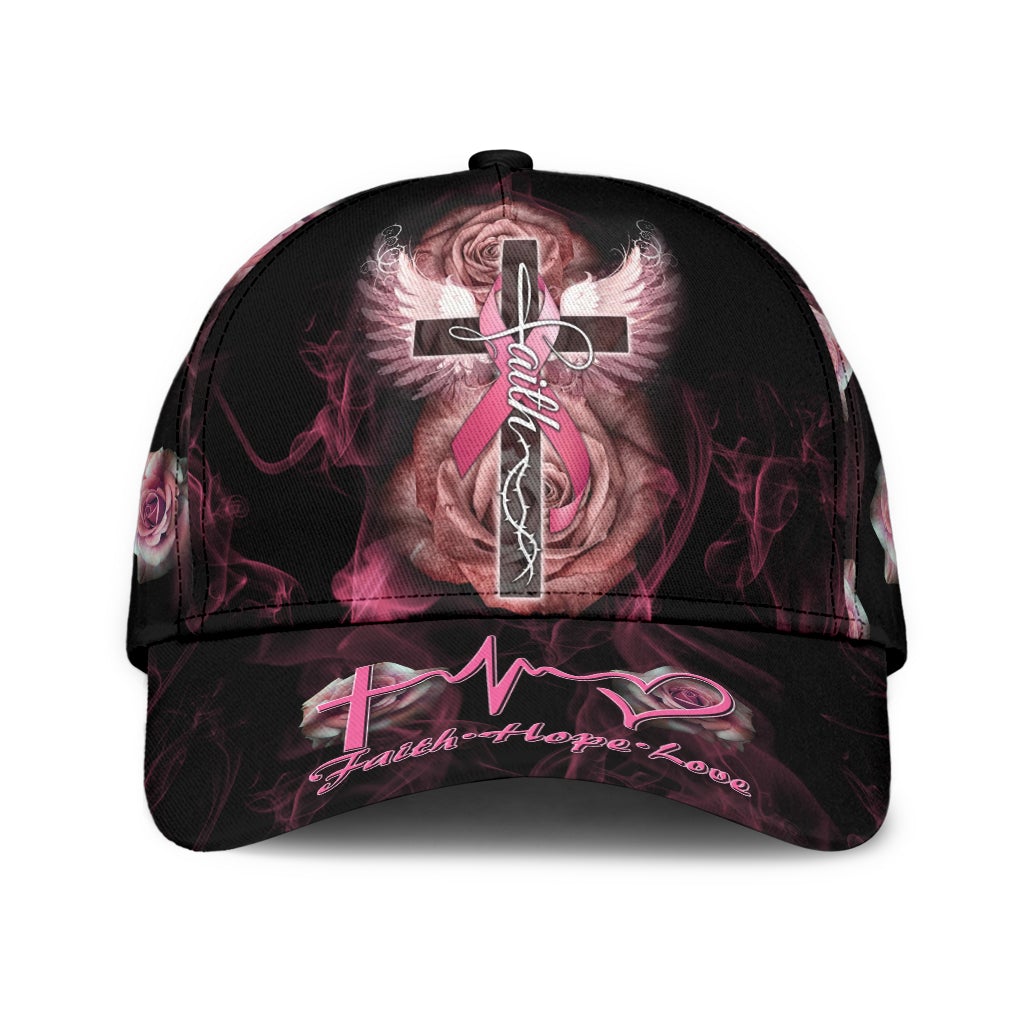 Breast Cancer Rose Cross Classic Cap For Holiday Trips Daily Outfits And Thoughtful Gifting