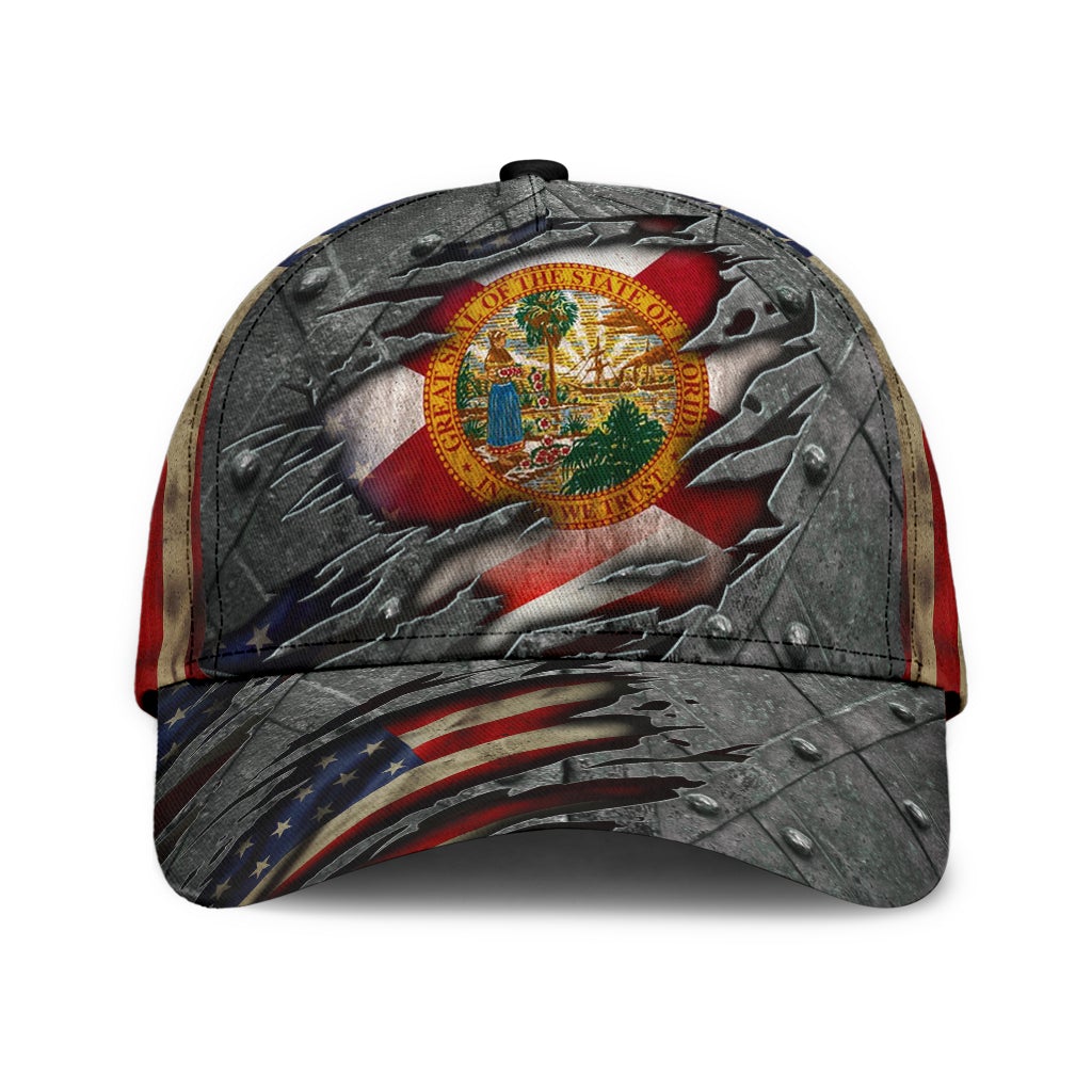 Florida US Flag State Pride Classic Cap For Vacations Festivals Parties And Everyday Outfits