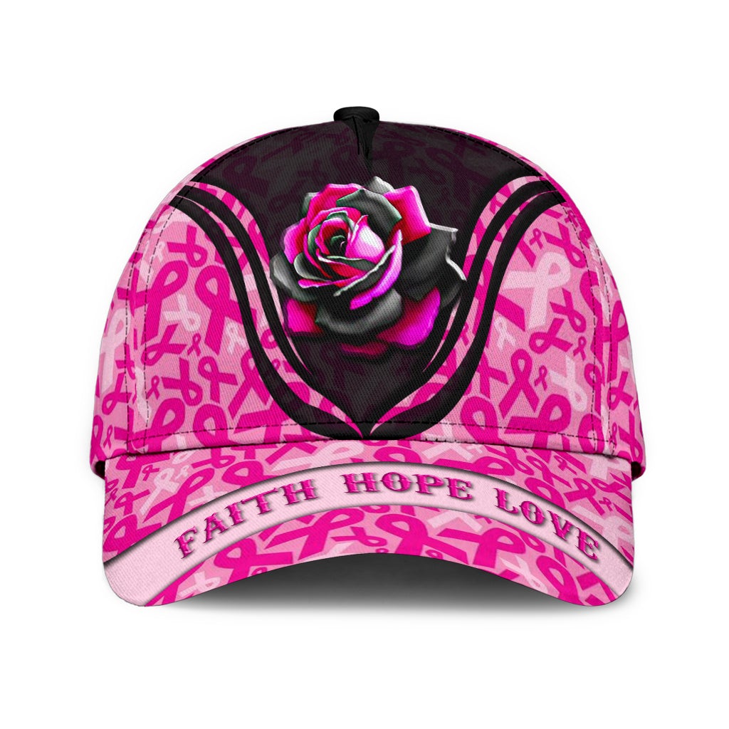 Breast Cancer Faith Hope Love Rose Classic Cap For Weekend Adventures Festivals And Gift Giving
