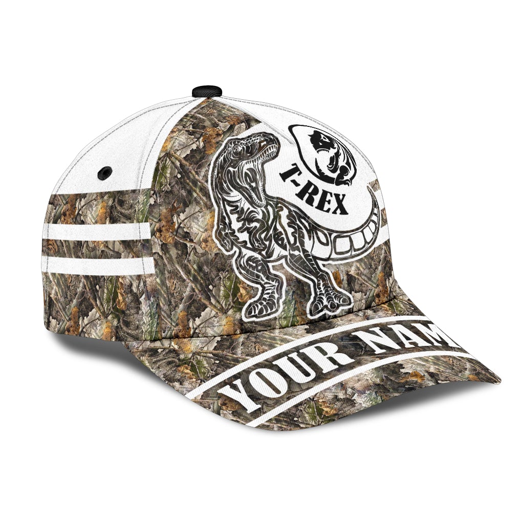 Custom Name T Rex Dinosaur Camo Classic Cap For Comfortable Daily Wear Travel And Weekend Outings