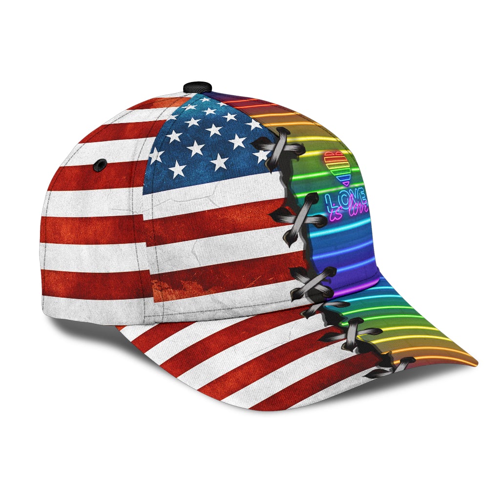 Love Is Love US Flag Pride Classic Cap For Parties Vacations And Relaxed Daily Outfits