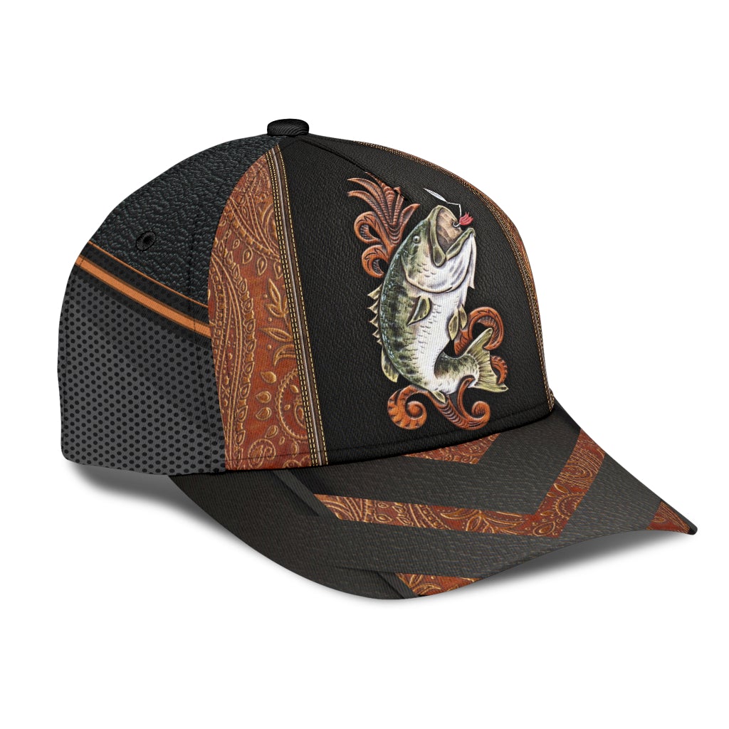 Fishing Leather Pattern Classic Cap For Beach Days Travel And Relaxed Everyday Outfits