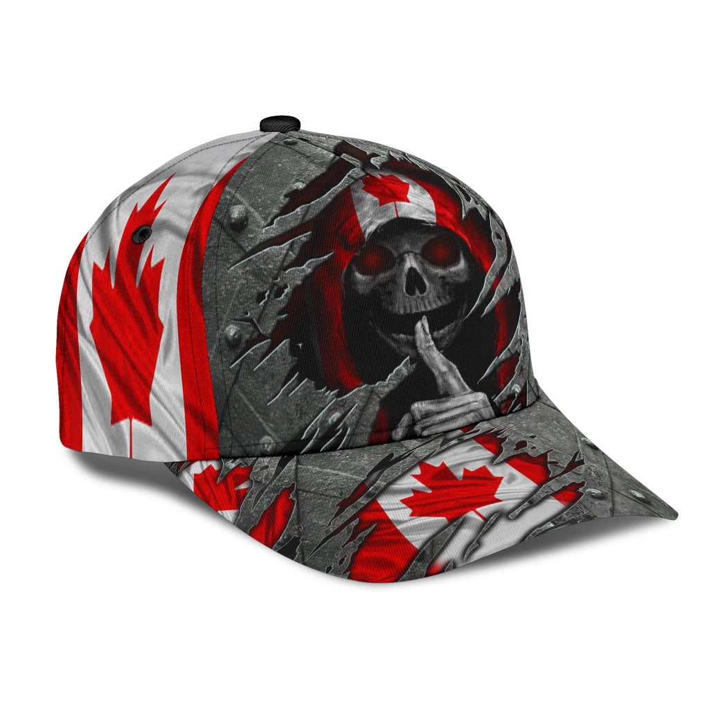 Skull Canada Flag Classic Cap For Festivals Vacations Outdoor Fun And Daily Comfort