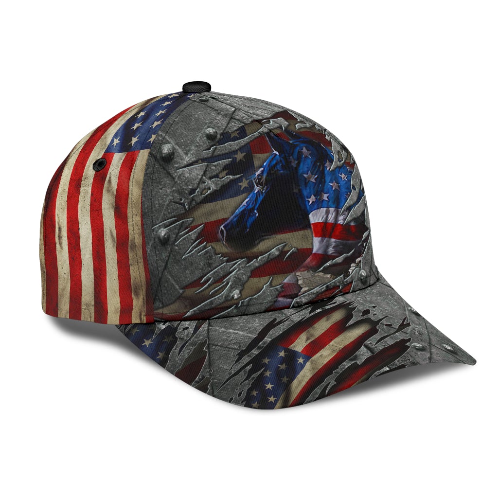 Horse US Flag Patriotic Classic Cap For Daily Outfits Festivals And Thoughtful Gift Giving