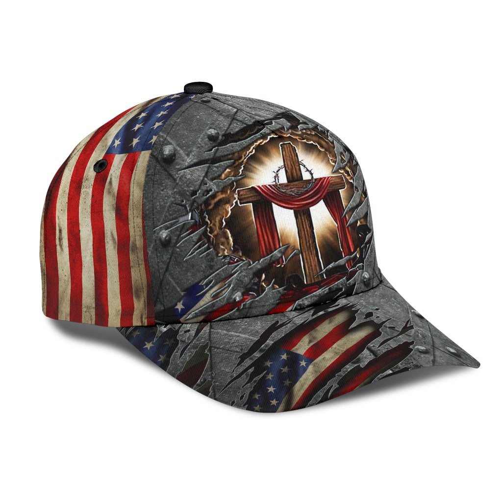 Faith Cross US Flag Classic Cap For Outdoor Travel Parties And Thoughtful Holiday Gifting