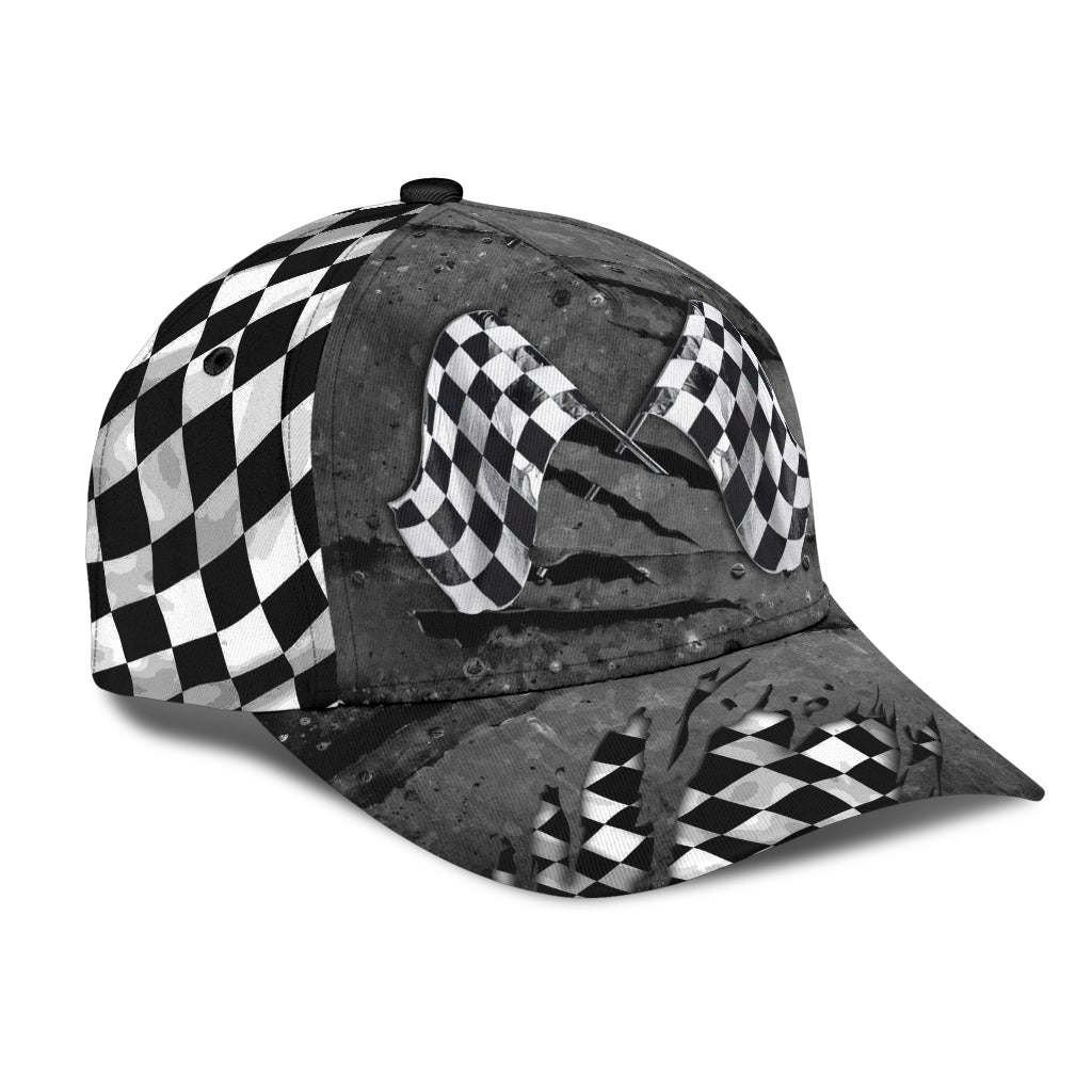 Racing Flag Crack Motorsport Classic Cap For Beach Travel Outdoor Events And Relaxed Casual Wear