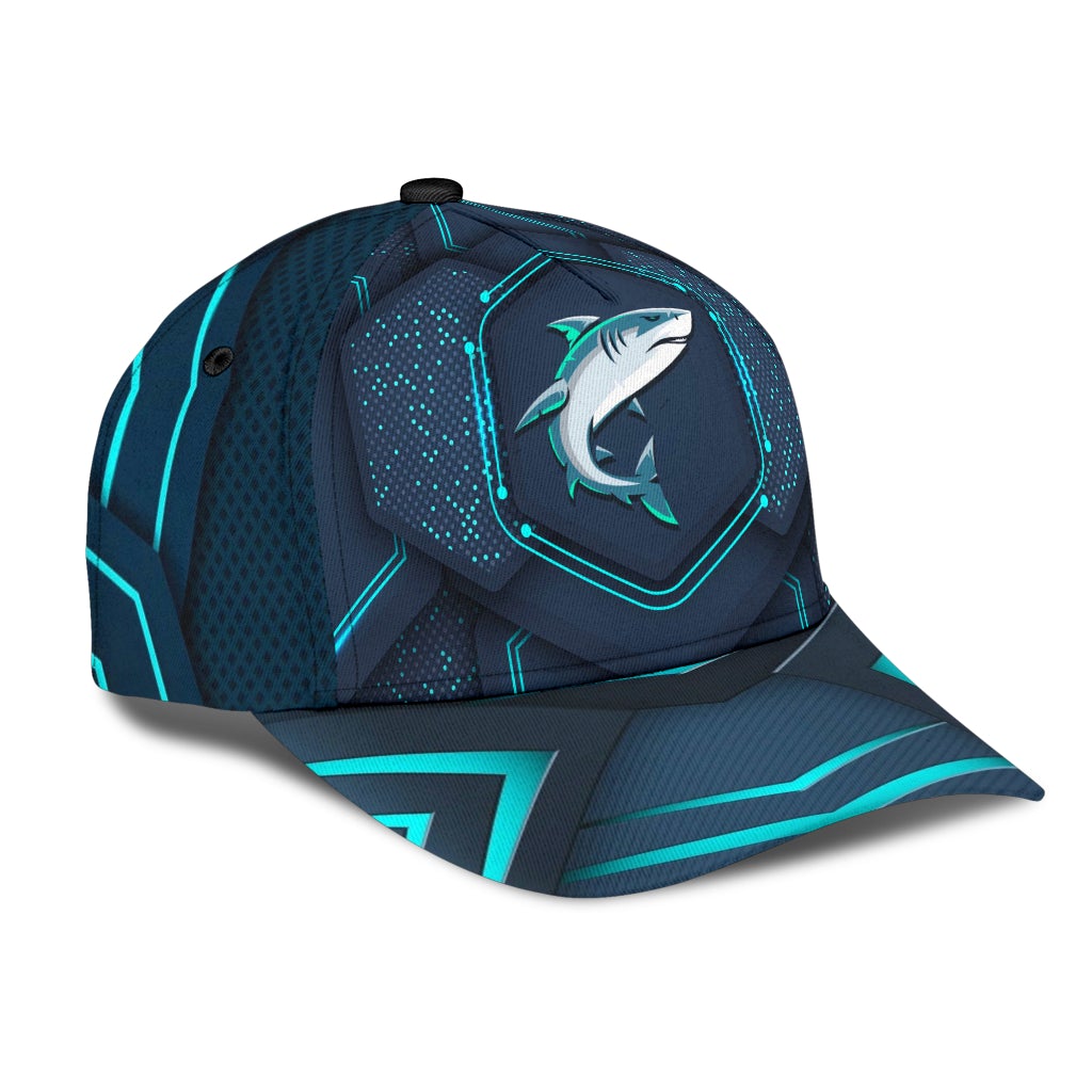 Shark Blue Pattern Ocean Animal Classic Cap For Casual Styling Beach Days And Weekend Adventures