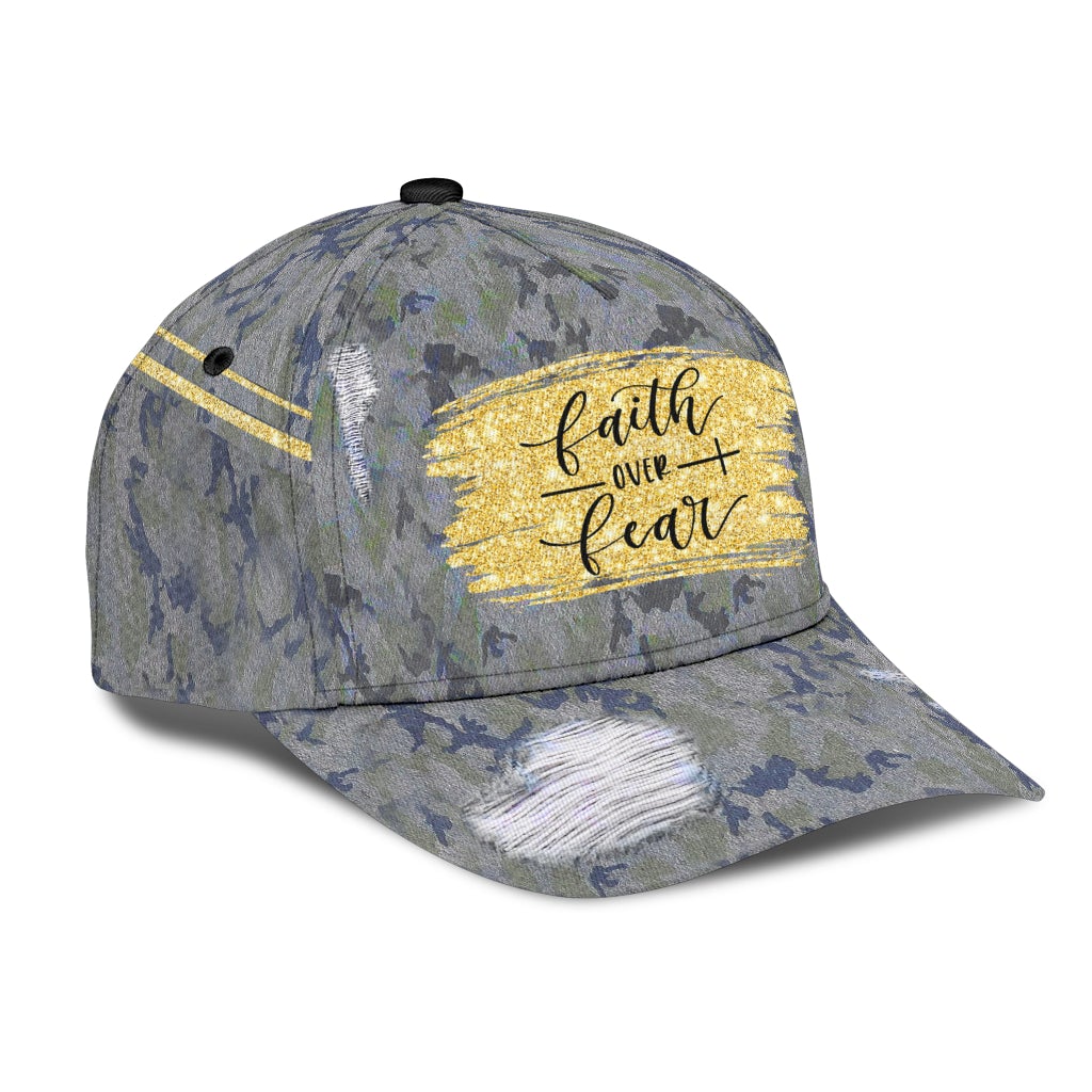 Faith Over Fear Camo Classic Cap For Summer Activities Vacations And Comfortable Daily Wear