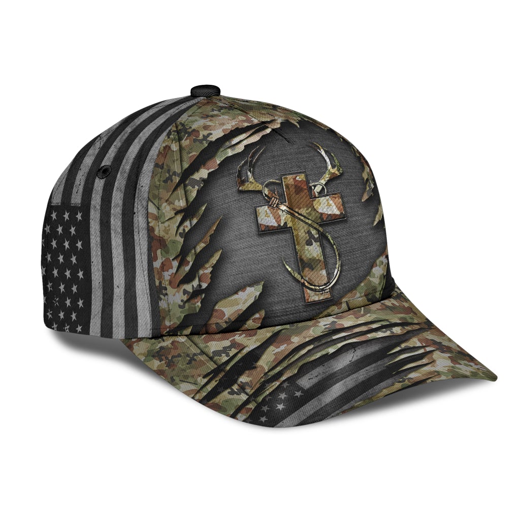 Faith Hunting Fishing Camo Classic Cap For Festivals Vacations Outdoor Fun And Daily Comfort