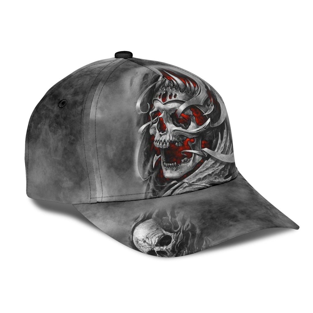 Skull Grey Pattern Classic Cap For Beach Vacations Outdoor Trips And Everyday Comfort