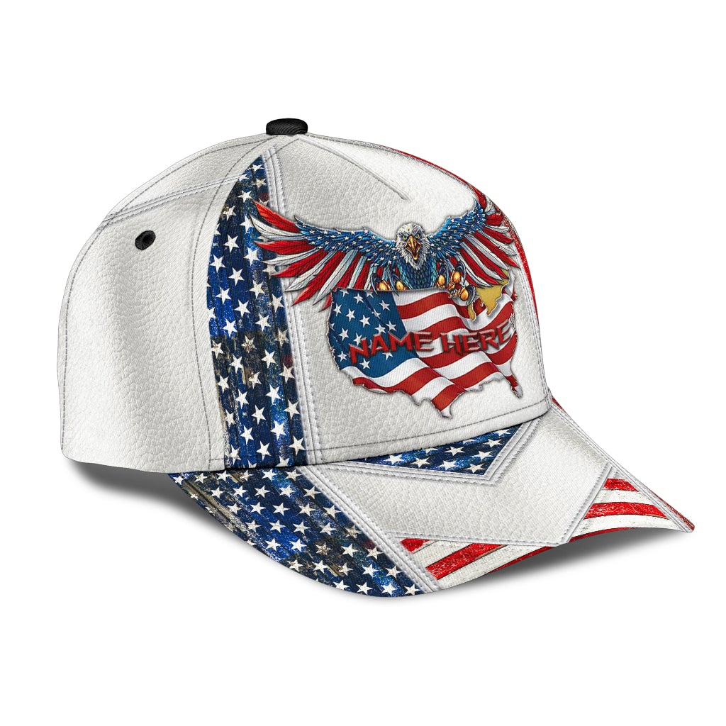 Custom Proud American Eagle Personalized Name Classic Cap For Daily Styling Weekend Travel And Outdoor Activities