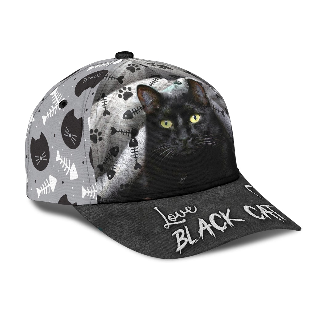 Love Black Cat Pet Lover Classic Cap For Festivals Holidays And Comfortable Everyday Wear
