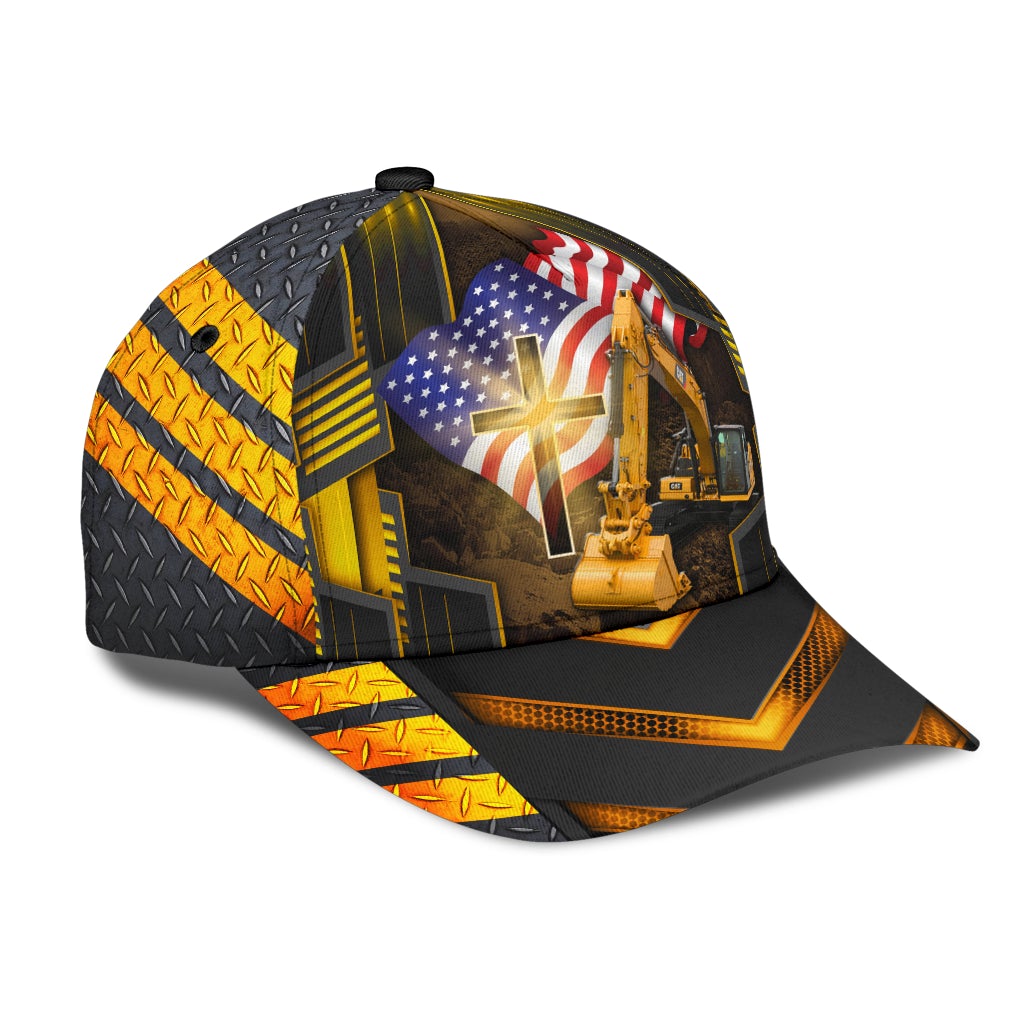 Faith American Flag Excavator Classic Cap For Casual Outfits Vacations And Everyday Styling
