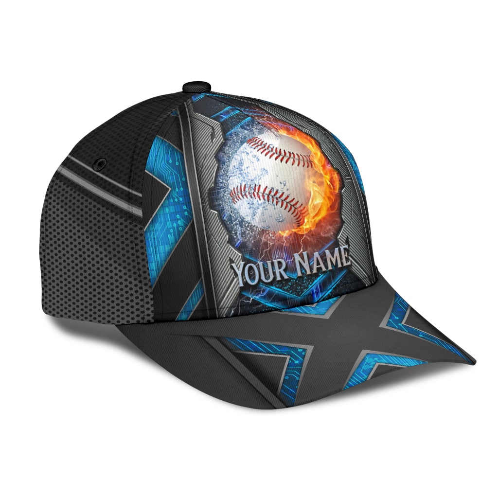 Custom Baseball Electric Fire Water Ball Classic Cap For Casual Styling Holiday Travel And Weekend Adventures