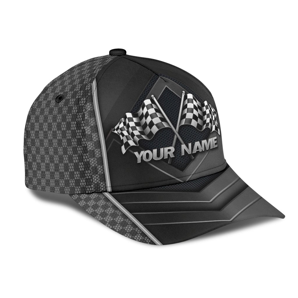 Custom Racing Flag Lover Personalized Name Classic Cap For Beach Days Travel And Relaxed Everyday Outfits