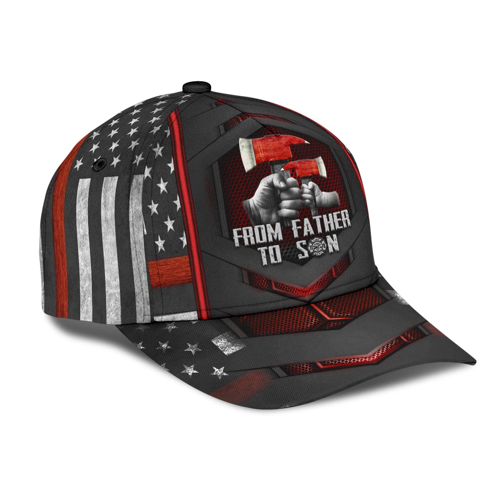 Firefighter Father To Son Classic Cap For Outdoor Activities Weekend Trips And Casual Wear