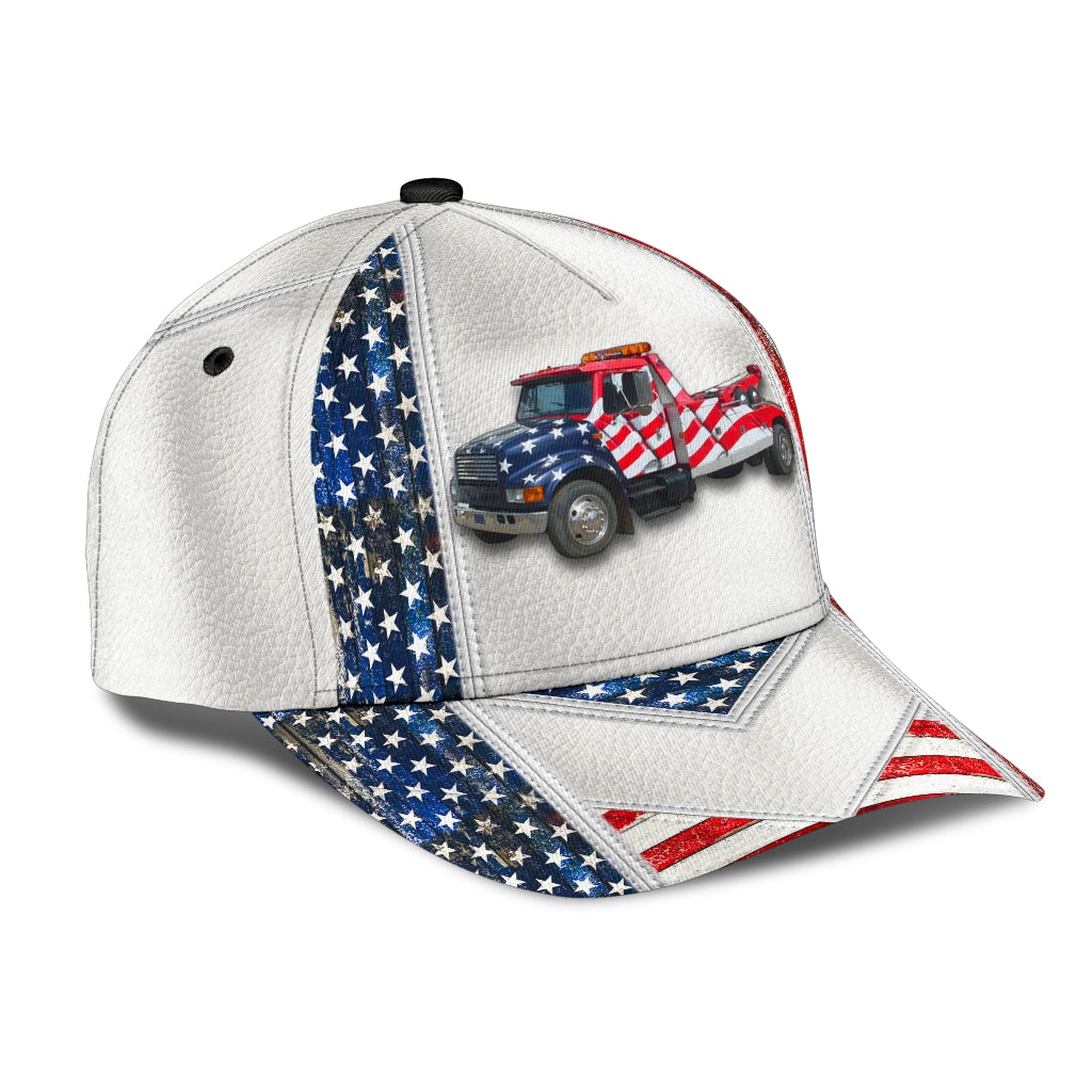 White American Tow Truck Classic Cap For Weekend Adventures Festivals And Gift Giving