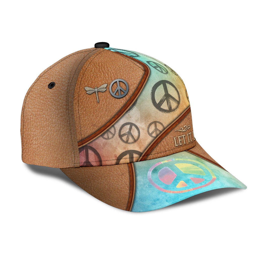 Hippie Let It Be Peace Classic Cap For Relaxed Outfits Outdoor Events And Holiday Trips