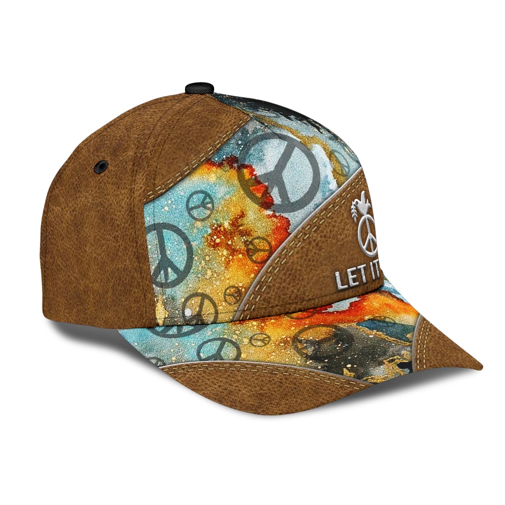 Hippie Let It Be Happy Peace Classic Cap For Everyday Wear Vacations And Seasonal Activities