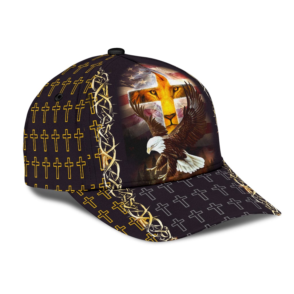 Faith Lion Eagle American Flag Classic Cap For Beach Days Travel And Relaxed Everyday Outfits