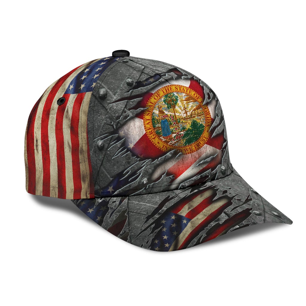 Florida US Flag State Pride Classic Cap For Vacations Festivals Parties And Everyday Outfits