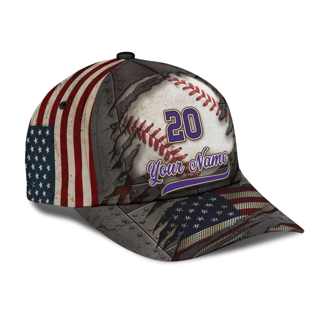 Custom Baseball Crack American Flag Classic Cap For Outdoor Travel Festivals And Relaxed Everyday Wear