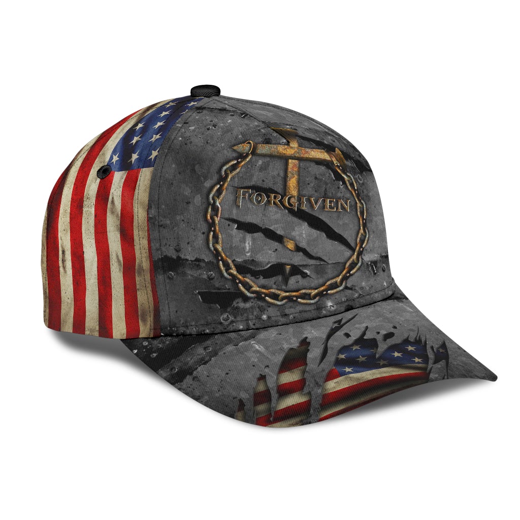 Faith Forgiven American Flag Classic Cap For Vacations Festivals Parties And Everyday Outfits