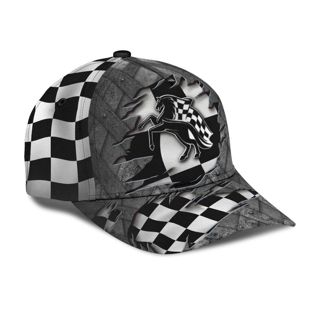 Horse Racing Black Classic Cap For Comfortable Daily Wear Travel And Weekend Outings