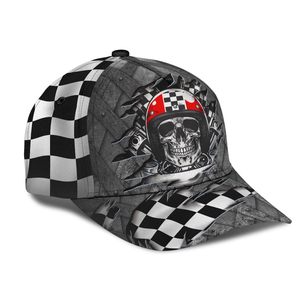 Skull Racing Crack Pattern Classic Cap For Casual Styling Beach Days And Weekend Adventures