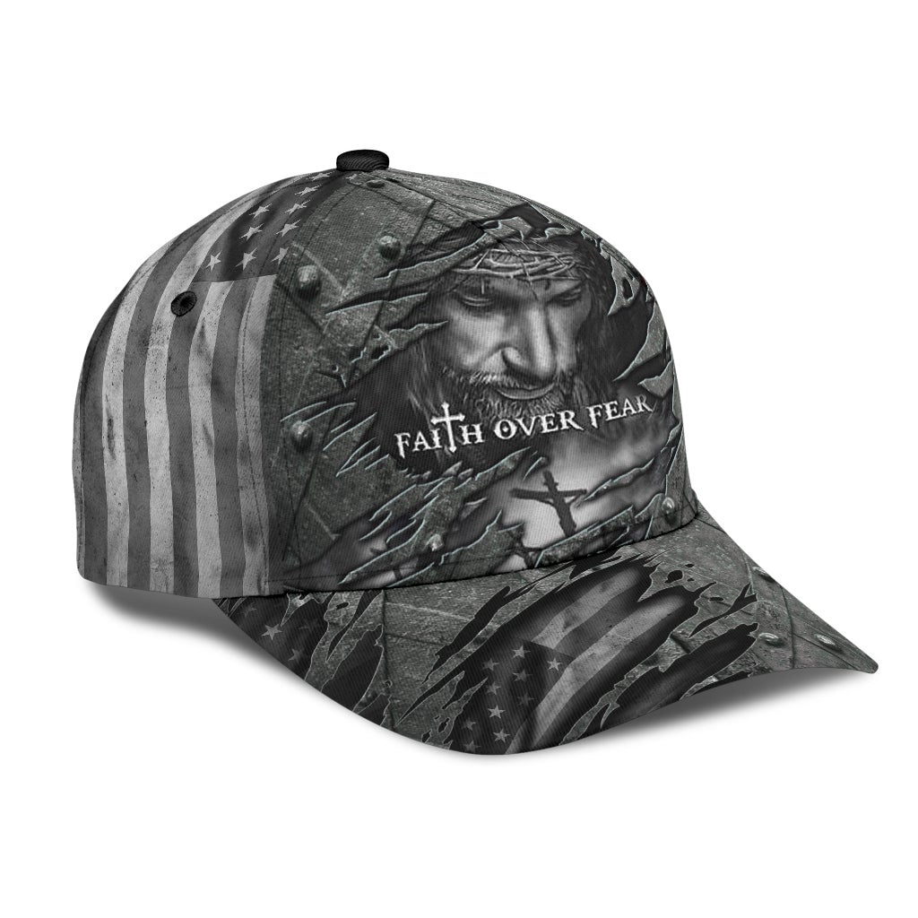 Faith Over Fear Black Classic Cap For Coastal Trips Outdoor Activities And Gift Giving