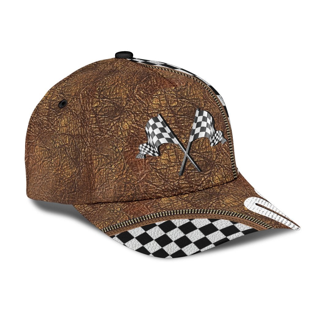 Custom Racing Leather Personalized Number Classic Cap For Beach Days Travel And Relaxed Everyday Outfits