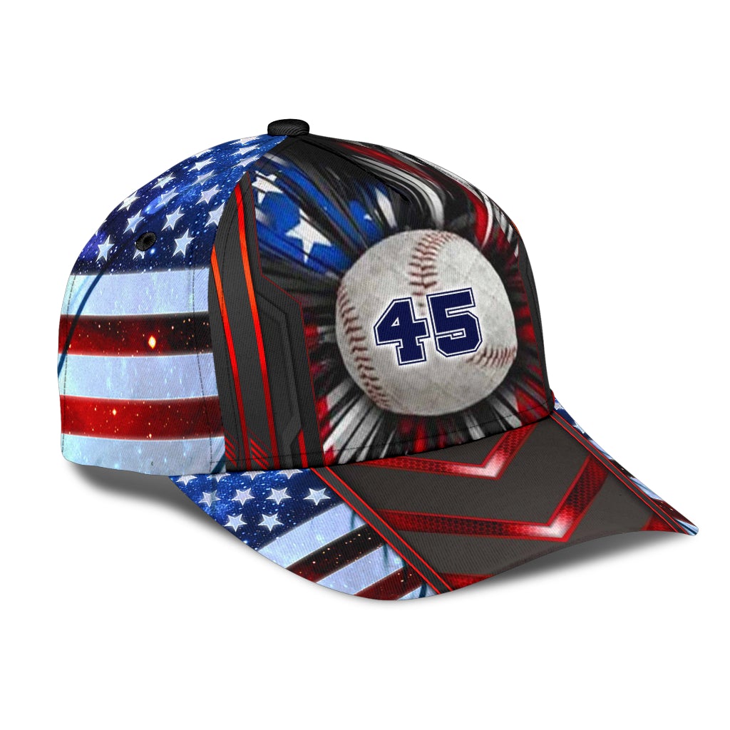 Custom Baseball US Flag Personalized Name Classic Cap For Summer Vacations Parties And Outdoor Events