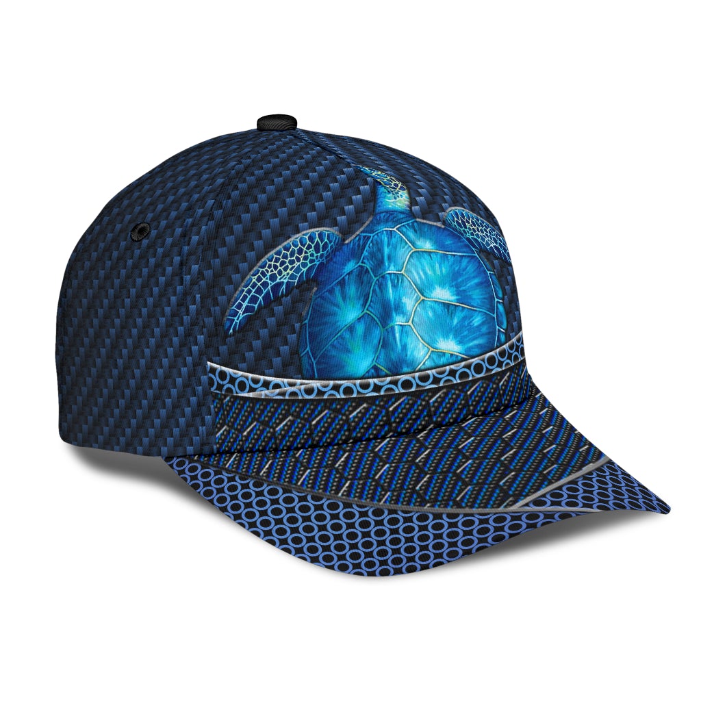 Sea Turtle Carbon Pattern Classic Cap For Comfortable Casual Wear Holidays And Outdoor Trips