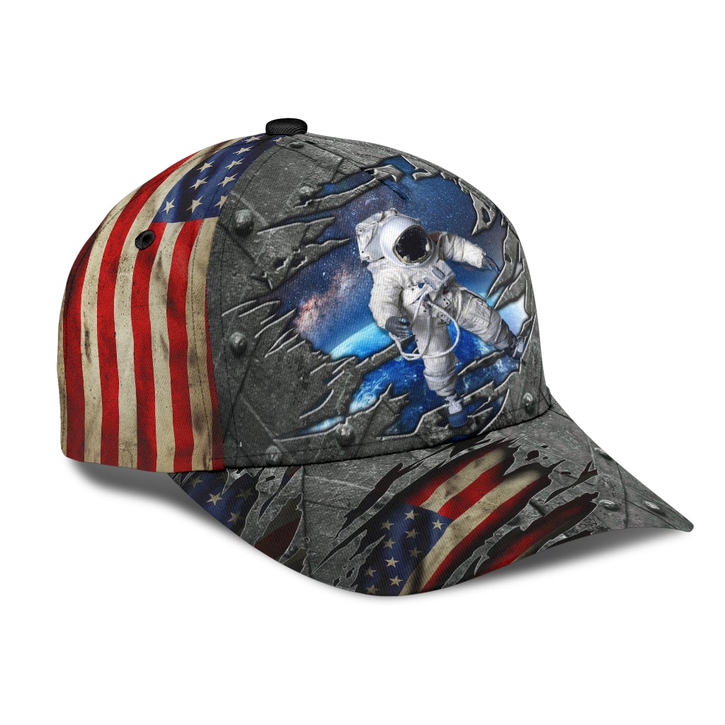 Astronaut American Flag Crack Classic Cap For Festivals Travel Adventures And Casual Gift Giving
