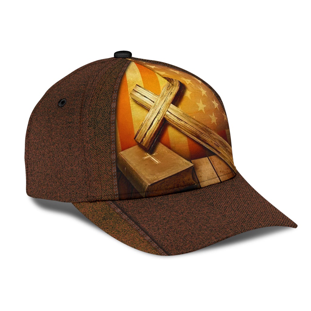 Faith Cross America Flag Classic Cap For Everyday Accessories Festivals And Relaxed Outings