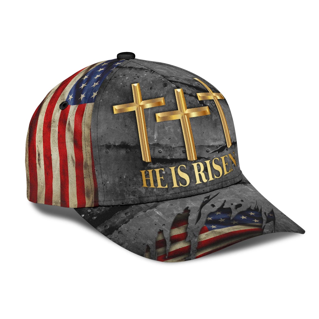 He Is Risen Jesus American Faith Classic Cap For Daily Wear Travel And Outdoor Activities